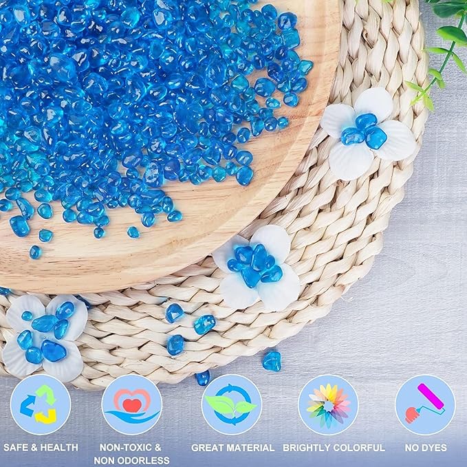 Keedolla Fish Tank Blue Gravel 3 LB Sea Glass Stones Marbles Pebbles Gravel Rock for Aquarium|Fish Tank|Vase|Succulent Plants Decor - Lake Blue