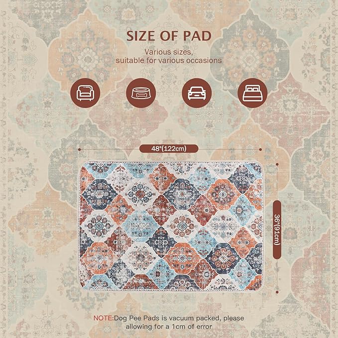 IEUUMLER Washable Pee Pads for Dogs, 2 Pack Reusable Non-Slip Grip, Super Absorbent Waterproof Puppy Pads for Potty Training, Playpen, Crate, Whelping Box EU011 (Orange, 36" x 48")