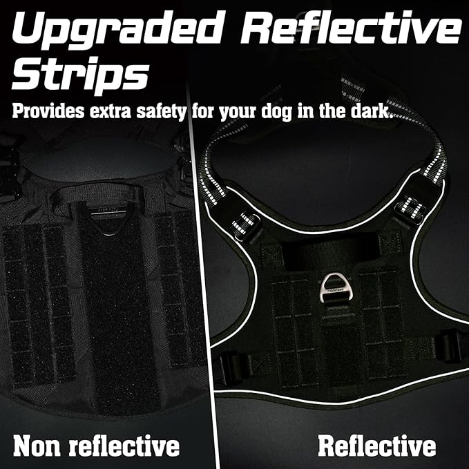 rabbitgoo Tactical Dog Harness for Large Dogs, No Pull Military Service Vest with Handle & Molle, Easy Control for Training Walking, Adjustable Reflective Straps, Green, XL