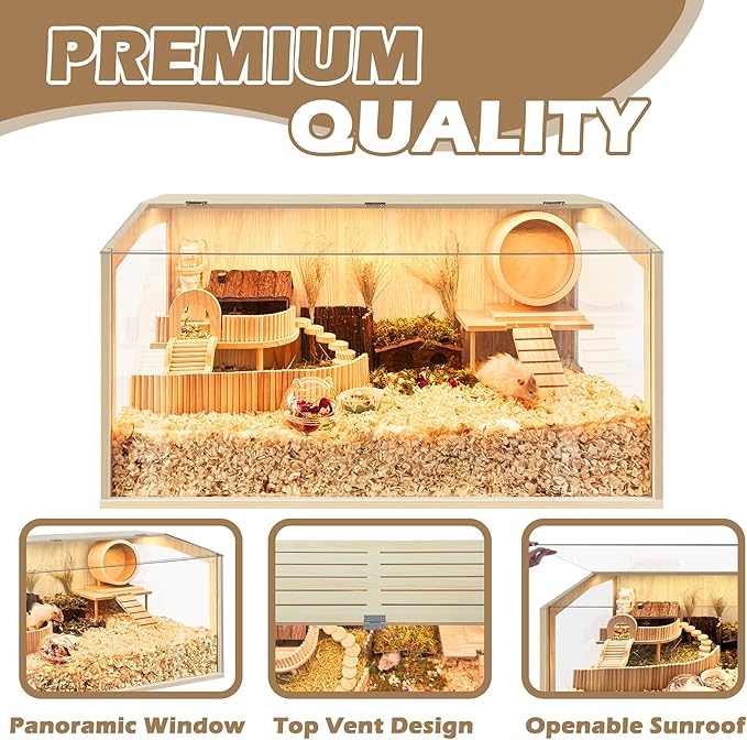 Prolee Hamster Cage Chewproof, Large Hamster Cages and Habitats 32 Inch Guinea Pig Cages Openable Top with Acrylic Sheets Solid Built, 32"