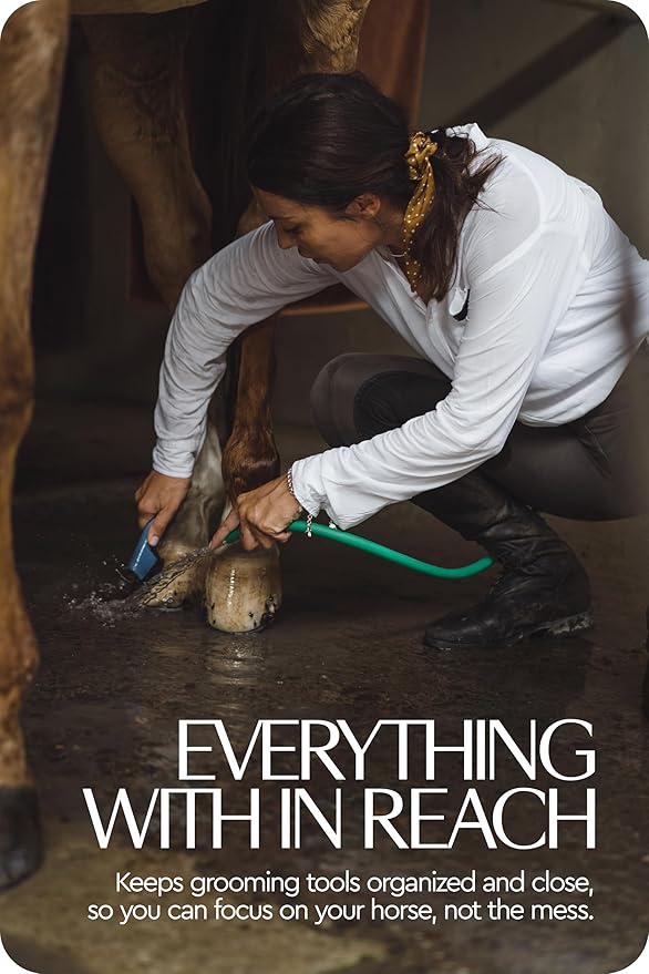 HORZE Smart Grooming Box for Horses, Dogs, Cats with Removable Tray | Non-Slip, Crack Resistant | 16" x 12" x 12" - Shadow Grey - One Size