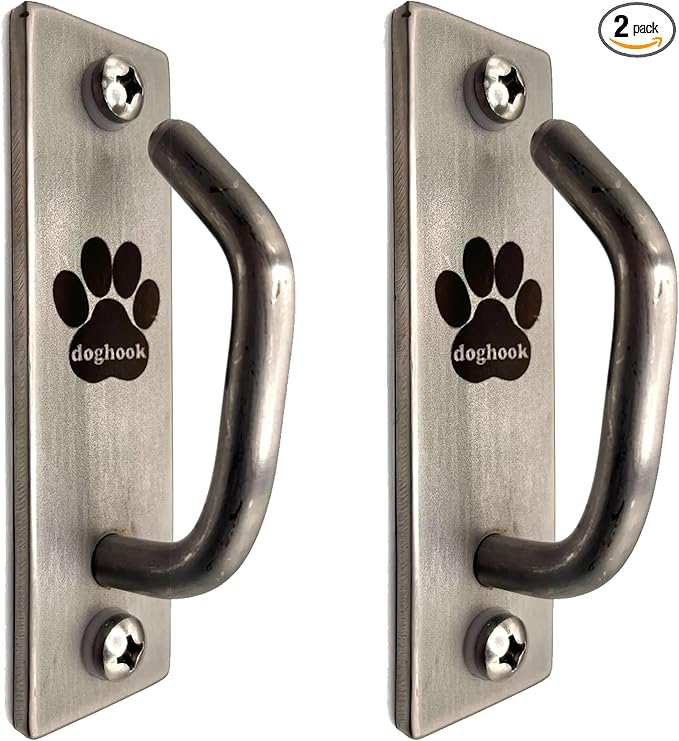 Canine Hitch- Secure Dog Leash Parking Mounted Indoor – Outdoor Wall Hook - Tie Out Stainless Steel Practical Lead Management for Home & Business, Slim Compact 2 Pack