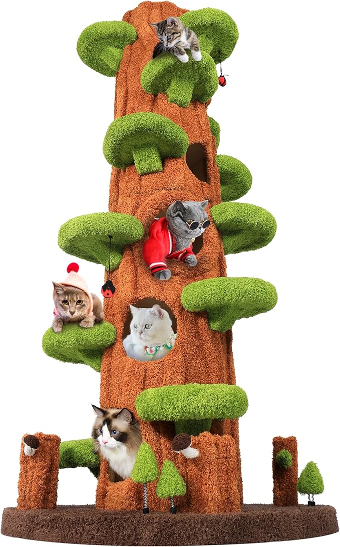 Luxury Cat Tree Tower for Indoor Cats,88.6" Tall Cat Tree,Multi-Level Furniture Activity Center with Scratching Posts Stand House Condo Funny Toys Kittens Pet Play House