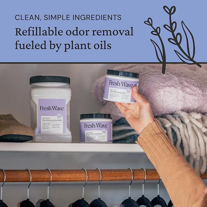 Fresh Wave Lavender Odor Removing Gel, 15 oz., Pack of 2 - Safer Odor Absorbers for Home, Natural Plant-Based Odor Eliminator, Every 15 oz. lasts 30-60 Days, For Cooking, Trash & Pets