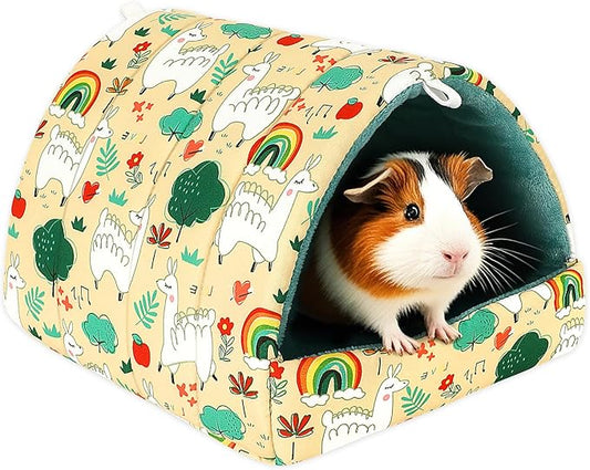 UPINS Guinea Pig Bed, Guinea Pig Hideout Washable Small Animal House Cage Accessories for Dwarf Rabbits Chinchillas Hamsters Hedgehogs Ferrets Bearded Dragons and Rats