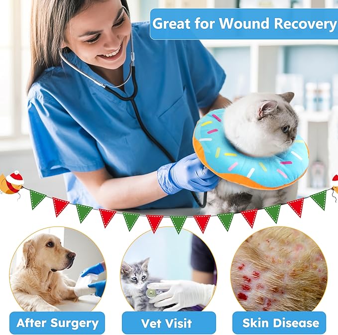 Cat Cone Collar Soft, Cat Recovery Collar for Wound Healing Cute Cat Adjustable Cat Cones to Stop Licking Comfortable Lightweight Neck Elizabethan Collars for Cats Purple