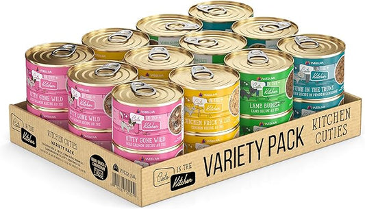 Weruva Cats in The Kitchen, Kitchen Cuties Variety Pack, Wet Cat Food, 6oz Cans (Pack of 24)