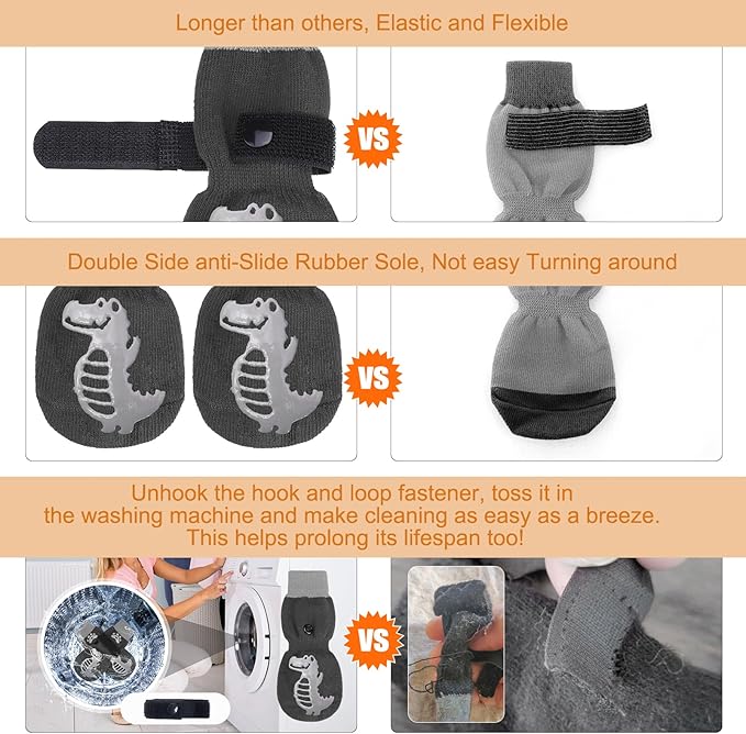 BEAUTYZOO Anti-Slip Dog Socks,Dog Shoes for Hot/Cold Pavement,Paw Protectors with Grips 3 Pairs for Puppy Small Medium Large Senior Old Dogs,Dog Socks to Prevent Licking & Hardwood Floor Protection