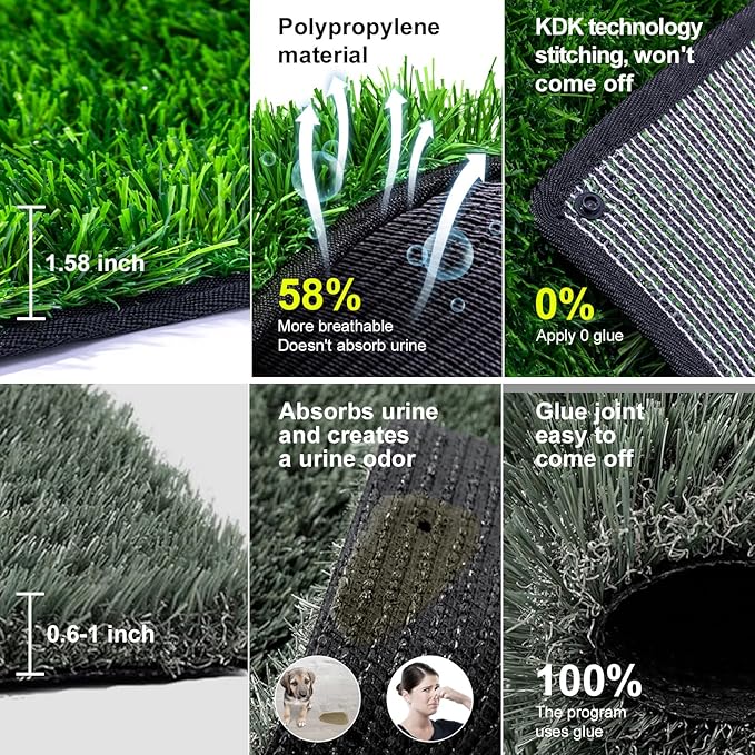 Pee Pads for Dogs with Fake Grass, 27" x 21" Indoor Artificial Grass for Dogs Potty, Lawn Pee Pads for Doggie Washable, Reusable and Lawn for Replacement, Puppy Training Litter Box for Outdoor Patio
