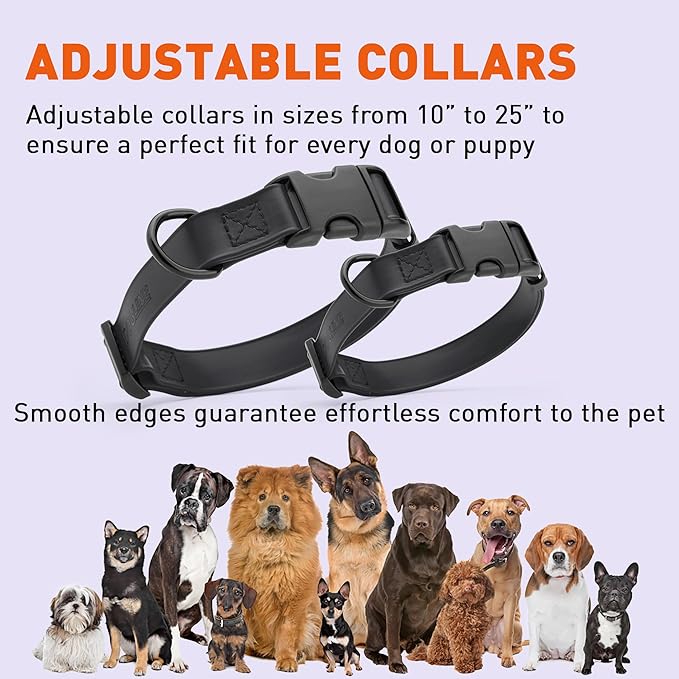 Dogline Biothane Waterproof Dog Collar with Quick Release Buckle Strong Coated Nylon Webbing with Odor- Proof for Easy Care Easy to Clean Fits Small Medium or Large Dogs, Black 1" W 15-23" L