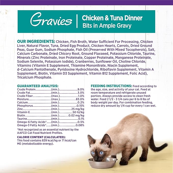 Wellness Complete Health Gravy Adult Wet Cat Food, Natural, Protein-Rich, Grain Free, 3 Ounce, 12 Pack, (Chicken & Tuna Dinner)