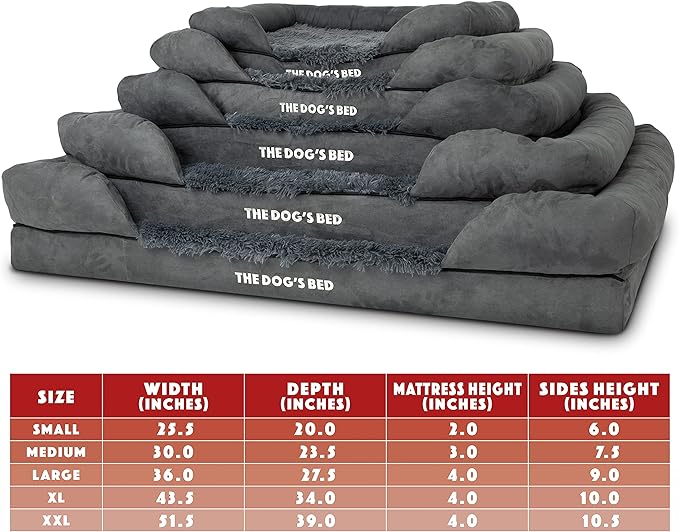 The Dog’s Bed, Medium Grey Faux Fur 30x23.5, Memory Foam, Pain Relief: Arthritis, Hip & Elbow Dysplasia, Post Surgery, Lameness, Supportive, Calming, Washable Cover, Veterinary Approved