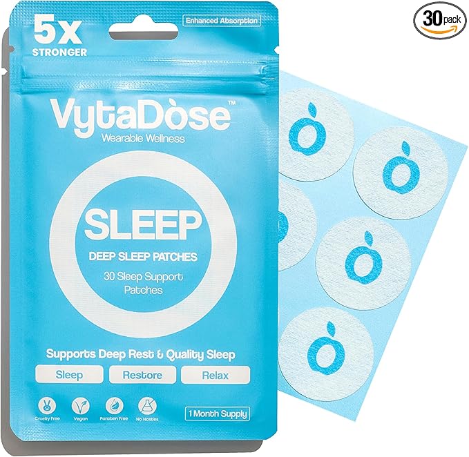 Natural DEEP Sleep Patches for Adults: 8-Hour Time-Release Formula for Sustained Rest & Superior Absorption W/Ashwagandha, Magnesium, Passionflower, Valerian Root, Lemon Balm & Chamomile