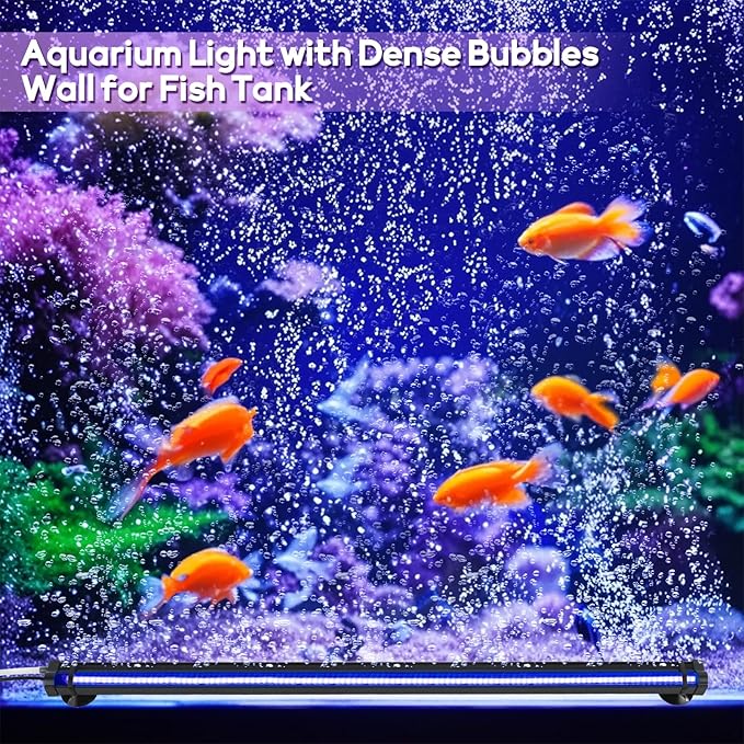 Submersible Bubble Aquarium Light：Multicolor RGB Fish Tank Light with Remote Timer & Adjustable Brightness for Pet Plants Grow - Waterproof Submersible Led Lights for 5-10In Saltwater Tanks