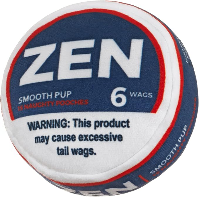 Zen Pupper Deckies Parody Dog Toy - Plush Squeaky and Crinkle Funny Dog Toy (Smooth Pup)