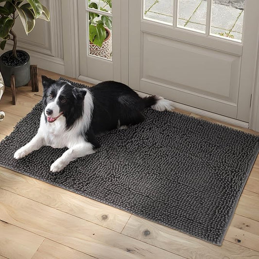 Dog Door Mat Indoor Entrance, 60" x 36" Absorbent & Quick-Drying Mud Rugs, Non-Slip Door Rugs for Entryway Indoor Washable, Soft Chenille Dog Mat for Muddy Paws