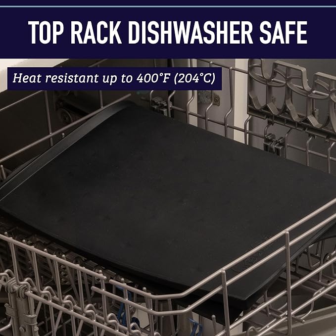 Leash Boss Dog Food Mat for Food and Water Bowls, Waterproof Silicone Pet Feeding Mat for Floors, Extra Tall Raised Edges, Cat and Dog Placemat for Floors, Dishwasher Safe (XXL: 30" x 22" - Black)