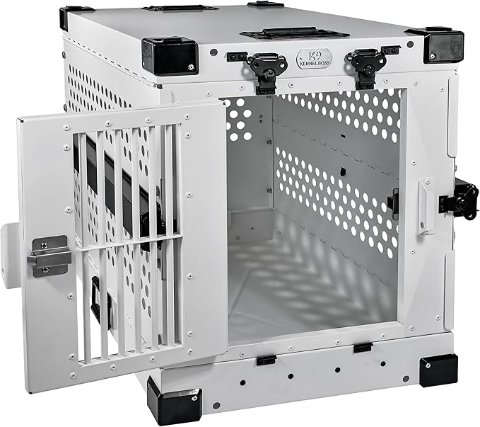 Heavy Duty Fully Collapsible Powder-Coated Aluminum Dog Crate - Small (White)