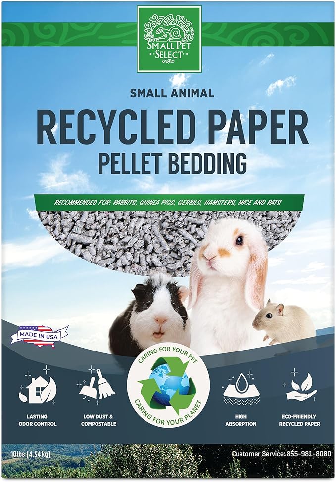 Small Pet Select Recycled Paper Pellet Bedding, Litter for Rabbit, Guinea Pig, Hamster, Bunny and Other Small Animals, 10lb