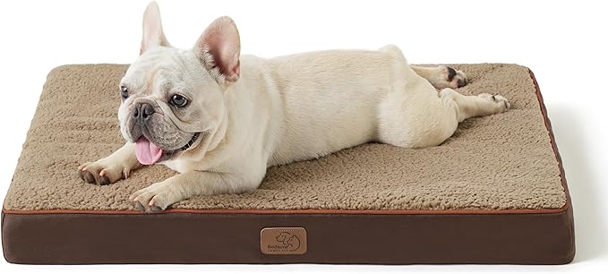 Bedsure Dog Bed Medium Size Dog - Orthopedic Flat Puppy Beds with Removable Washable Cover, Egg Crate Foam Pet Mat, Suitable for Pet Up to 35 lbs