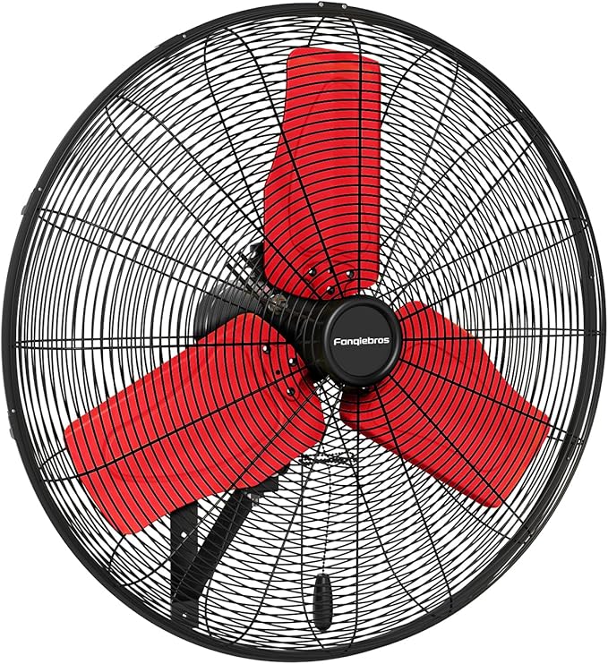 Pro 9500 CFM 24" Outdoor IP44 Waterproof Wall Mount Fan, 3-Speed Oscillating Metal Fans with Enclosure Motor, Heavy Duty Wall Fan for Patio, Warehouse, Garage, and Jobsite