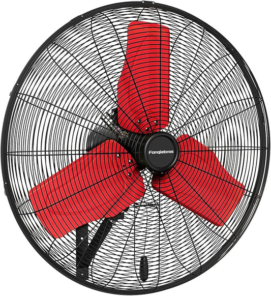 Pro 9500 CFM 24" Outdoor IP44 Waterproof Wall Mount Fan, 3-Speed Oscillating Metal Fans with Enclosure Motor, Heavy Duty Wall Fan for Patio, Warehouse, Garage, and Jobsite