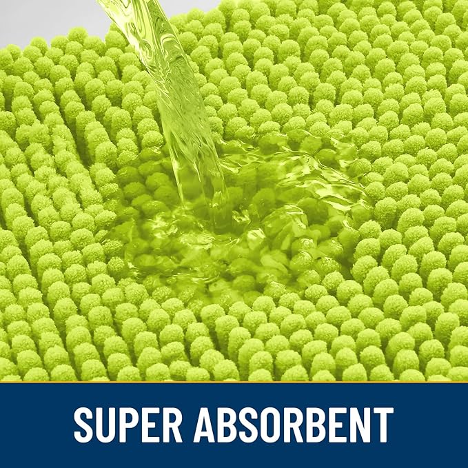 Smiry Dog Door Mat for Muddy Paws 30x20, Absorbs Moisture and Dirt Doormat, Non-Slip Washable Quick Dry Chenille Front Door Mat Indoor Entrance, Entryway Carpet for Inside Floor, Bright Green