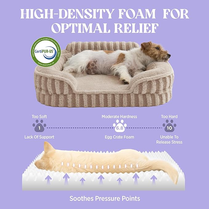 LE SURE Cute Dog Beds Large Sized Dog, Orthopedic Waterproof Large Pet Bed with Sides, Non-Slip Bottom and Egg-Crate Foam Pet Couch Sofa with Washable Removable Cover, Hazel
