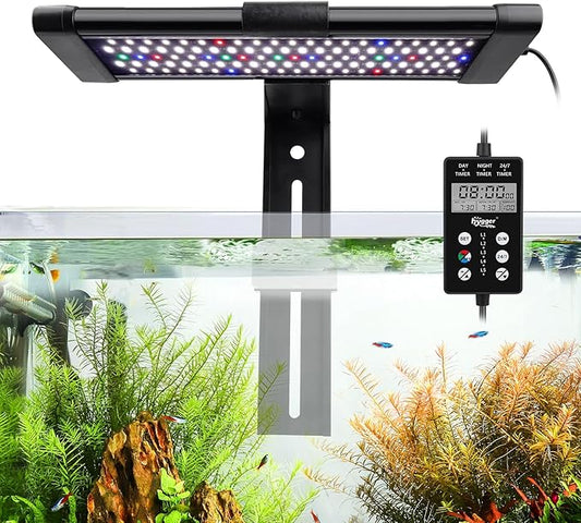 hygger Clip On Custom LED Aquarium Light, Daylight-Moonlight & 24/7 Mode, Adjustable Brightness 8 Colors Full Spectrum Fish Tank Light For 18-24 Inches Freshwater Planted Tank Auto On Off Ramp Up Down