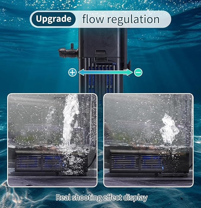 Aquarium Filter Water Flow Adjustable for 75-200 Gallon Fish Turtle Tank 400GPH Biochemical Filtration 4in1 Submersible Internal Powerful Pumps & Filters Keep Freshwater Saltwater Crystal Clear Large