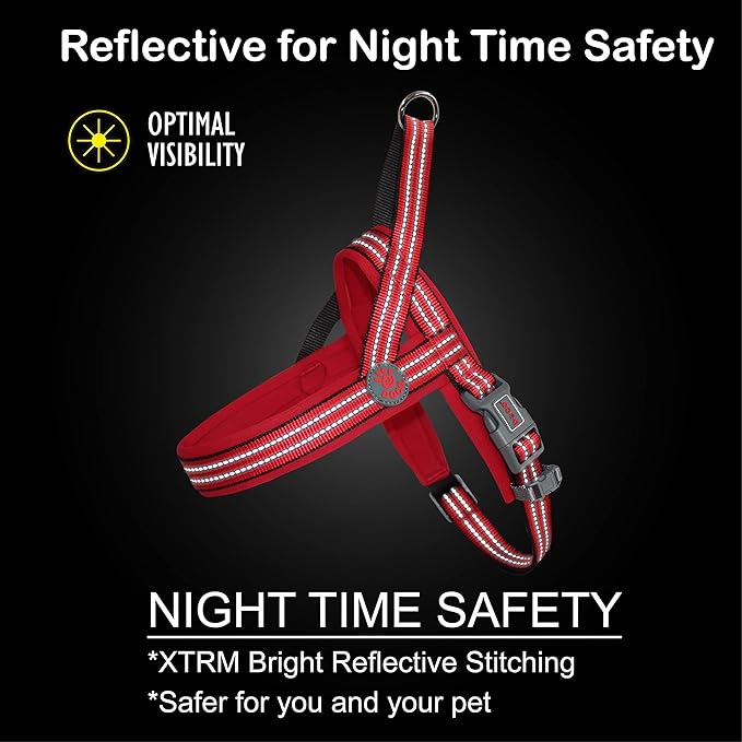 DOCO No-Pull Dog Harness Halter Reflective Easy-Control Harness for Training, Walking, and Preventing Pulling, Ideal for Large Dogs(Red)