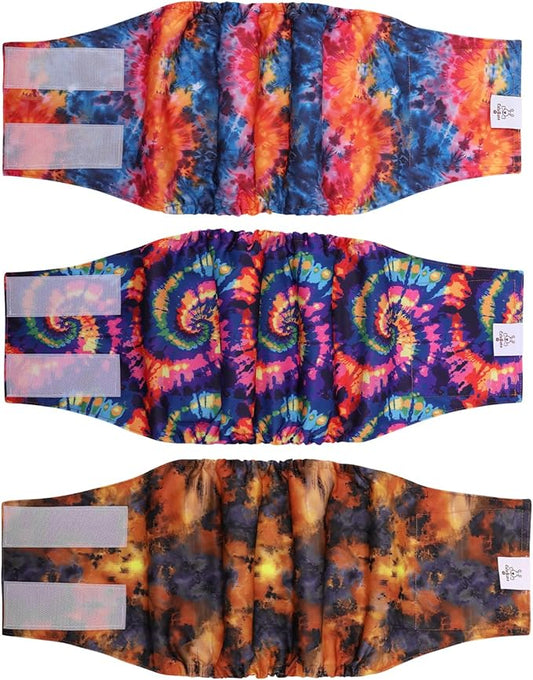 CuteBone Dog Diapers Male Washable Belly Band for Male Dogs Wraps Black 3pcs a Pack DM56L