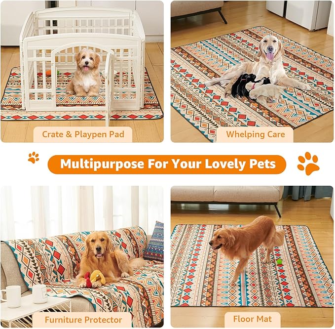 LOOBANI Reusable Pee Pads for Dogs: 2 Pack Washable Puppy Pads Waterproof 41"x41", Super Absorbent Whelping Pad, Leak-Proof & Non-Slip Dog Training Pads for Floor, Potty, Playpen, Crate (Yellow)