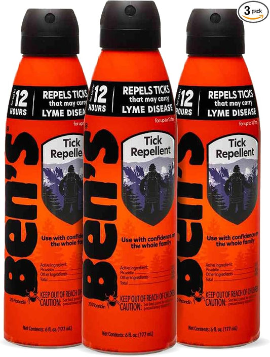 Ben's Tick Repellent - Tick, Mosquito & Insect Repellent Spray for Adults & Children - Bug Spray with 20% Picaridin - Offers 12 Hours of Protection - 6 fl oz (Pack of 3)