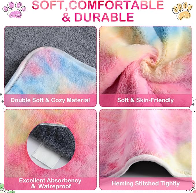 Reginary 4 Pcs Waterproof Guinea Pig Blankets Washable Small Animal Fleece Bedding Absorbent Guinea Pig Cage Liners Reusable Pet Pee Pad Sleep Mat for Hamster Ferret(Tie Dye Pattern,35 x 24 Inch)