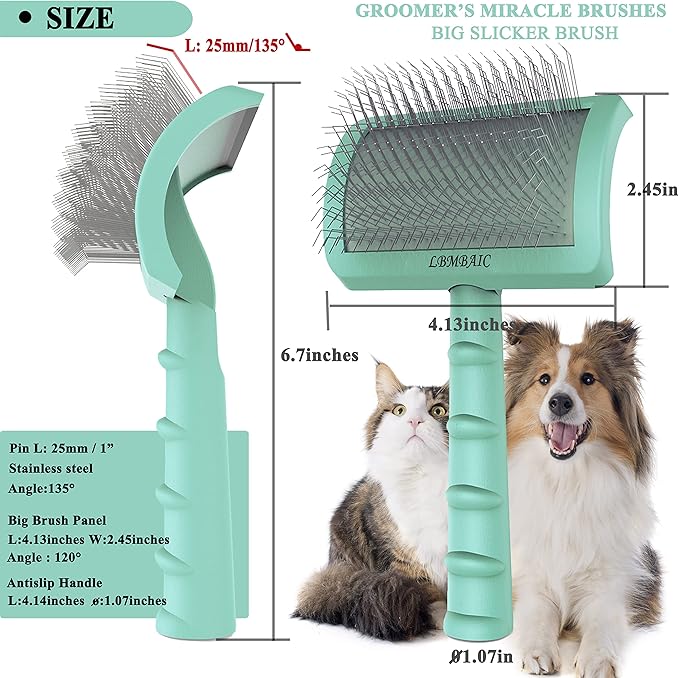 Super Dense Soft Brush for Thick and Long Fur - Doodle Grooming Brush for Fluff, Shedding, Tangles on Goldendoodles - 25mm (1")