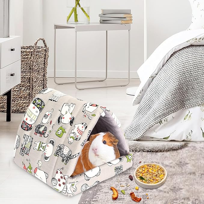 UPINS Guinea Pig Hideout,Guinea Pig Bed Washable Small Animal House Cage Accessories for Mouse Chinchillas Hamsters Hedgehogs Ferrets Bearded Dragons and Rats