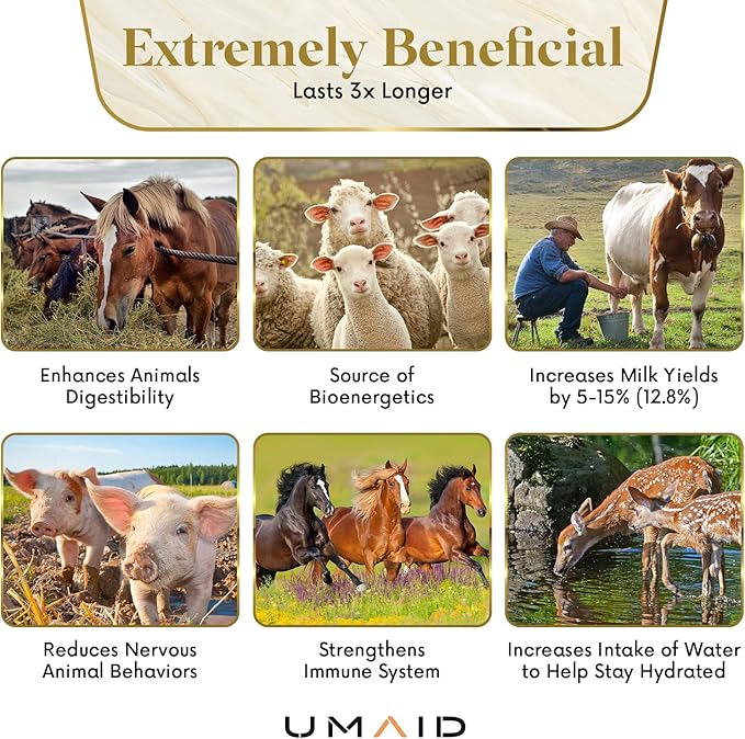 UMAID Himalayan Salt Lick 6 lbs On Rope for Horse, Deer, Goat, and Livestock Animals - Himalayan Salt Block 2 Pack