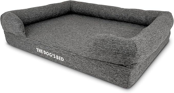 The Dog’s Bed, Large Grey Linen 36x27, Memory Foam, Pain Relief: Arthritis, Hip & Elbow Dysplasia, Post Surgery, Lameness, Supportive, Calming, Waterproof Washable Cover, Veterinary Approved
