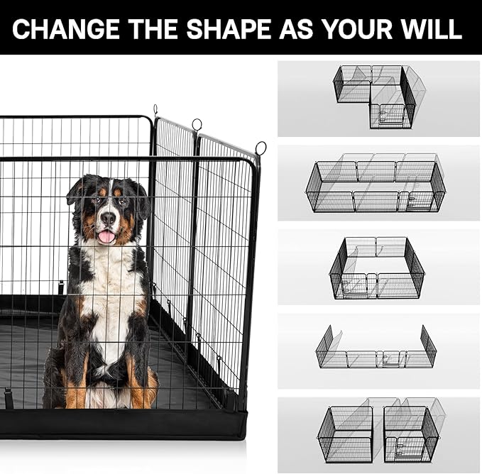 PJYuCien Dog Playpen Plus Storage Bag, 24" H 8 Panels Puppy Pen with Square Bottom, Heavy Duty Dog Fence for Puppies/Small Dogs