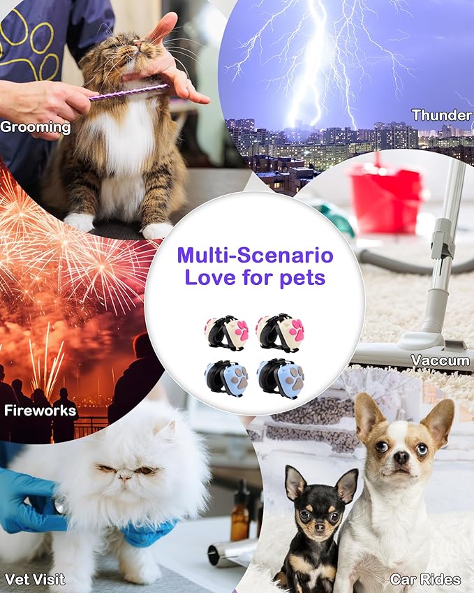 Calming Earmuffs for Cats and Small Dogs - for Anxiety Relief - Noise Canceling for Fireworks, Thunderstorms, Pet Grooming & Force Drying - Dog Ear Muffs Noise Protection (Blue, Medium)