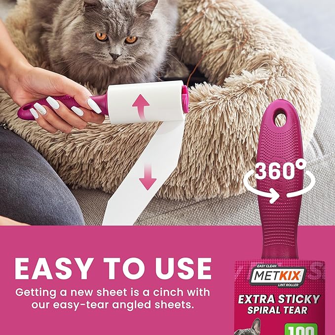 Lint Rollers for Pet Hair Extra Sticky, Special Cover Design Black Dog, Pet Hair Remover, 100 Sheets