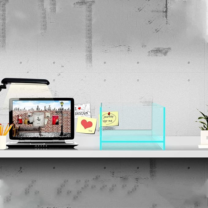 Fzone 1.7 Gal Nano Rimless Aquarium Low Iron Fish Tank NovaClear Ultra-White Translucent Glass Verso Series Nano Shallow Pond Levitating Floating Air Aquarium(A30-W18)