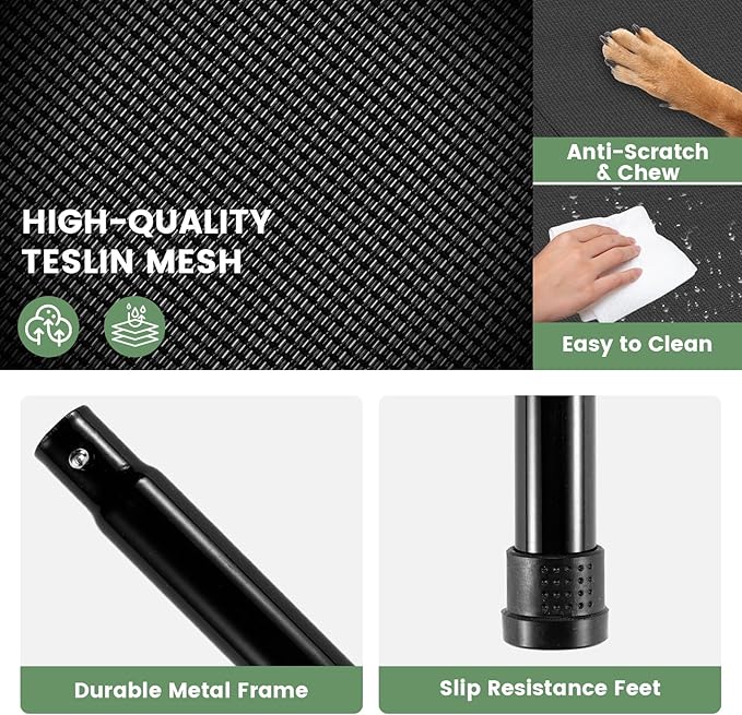 Elevated Dog Bed for Outdoor, Large Raised Dog Cot with Washable Mesh, Cooling Pet Cot Chew Proof for Outside Camping, 42"x30" Brown