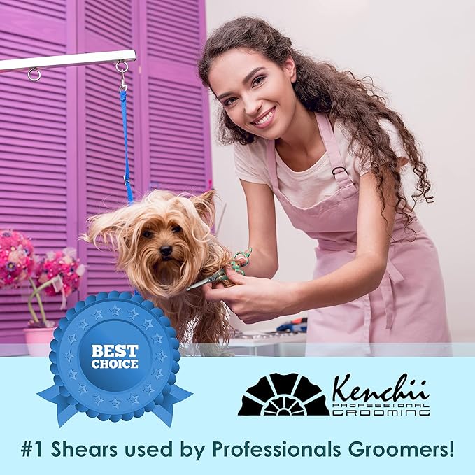 Kenchii Happy Puppy Ball Tip Shears for Dogs | Pet Grooming Essentials | Stainless Steel Trimming Scissors With Safety Blunt Tip | Dog Grooming Tools | 5.5 In