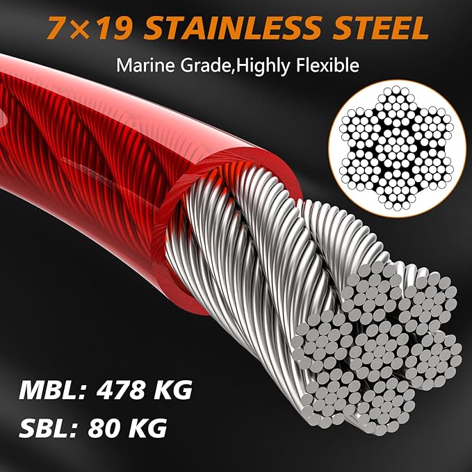 XiaZ Tie Out Cable, 20FT Dogs Leads for Yard, Heavy Duty Dog Tie Out Cable for Large Dogs Up to 250lbs, Durable Dog Runner Tether Line for Yard or Camping