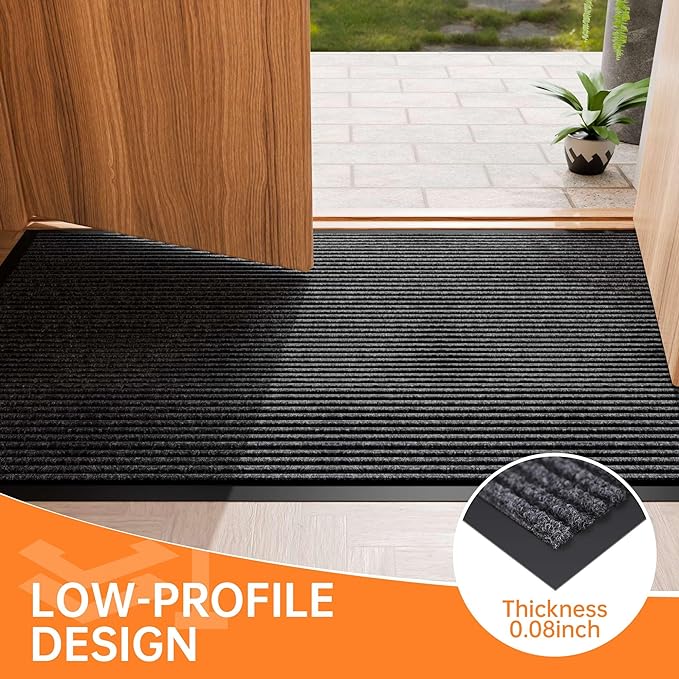 Indoor Outdoor Door Mat, 5’ x 3' Doormat for Entryway, Rubber Backing Non Slip Front Door Mat Outside Entrance, Super Absorbent Commercial Floor Mat for Home Office
