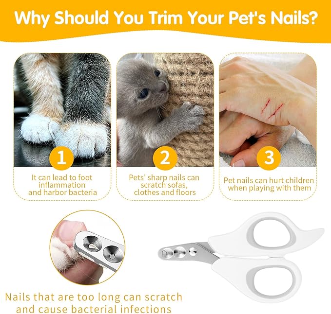 Cat Nail Clippers with Circular Cut Hole, Dogs Pets Nail Clippers & Trimmers Puppy Nail Clippers Cat Claw Trimmer with Safety Guard -Avoid Over Cutting Pet Nail Clippers for Novice Pet Families