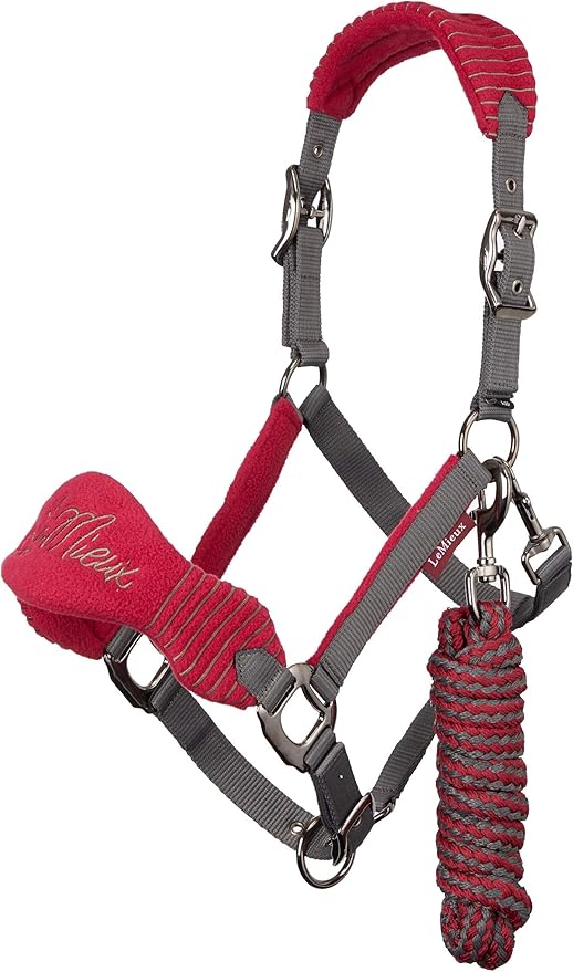 LeMieux Vogue Fleece Headcollar - Halter & Leadrope - Extra Padding, Adjustable at Curb and Poll Strap