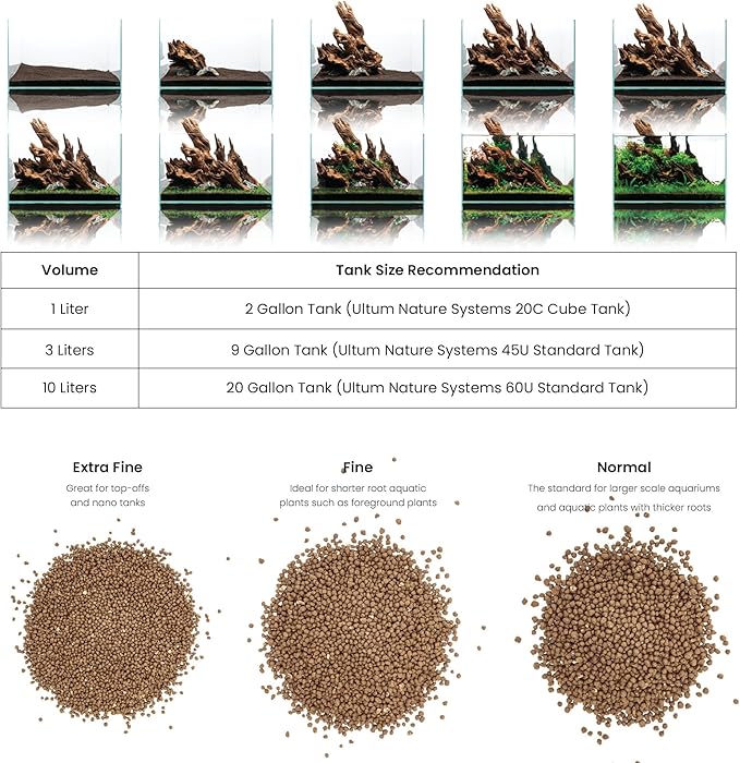 Ultum Nature Systems Controsoil - Freshwater Aqua Soil Substrate for Fish, Shrimp, Live Plant Propagation and Aquascaping - 6.8pH Low Ammonia, Volcanic Ash - Brown, Extra Fine (10 Liter | 20LB)